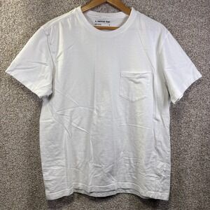 American Giant Shirt Mens Large White Pocket Crewneck Tee Made USA Casual